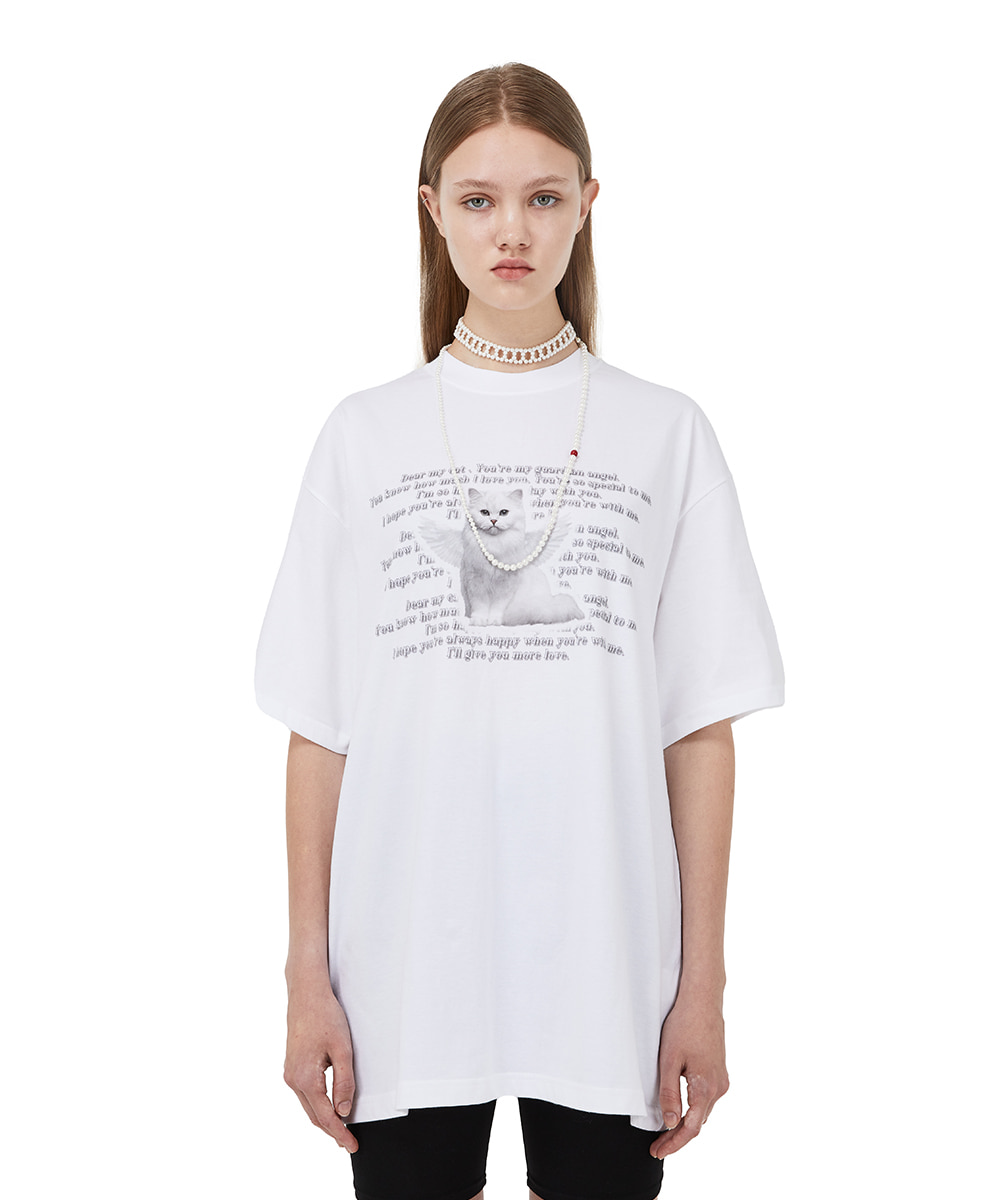 [i-ts21-009]Angel Cat T-Shirt_WH